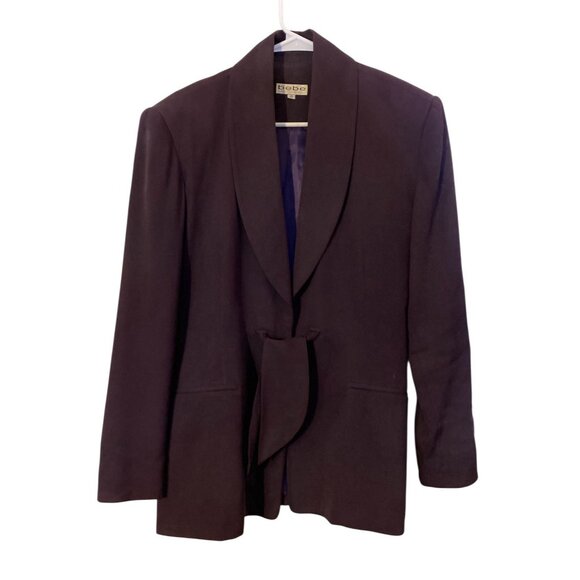 Bebe Blazer Womens Sz 6 Purple Tie Front Lined Silk Jacket Whimsigoth FLAW READ - Picture 1 of 11